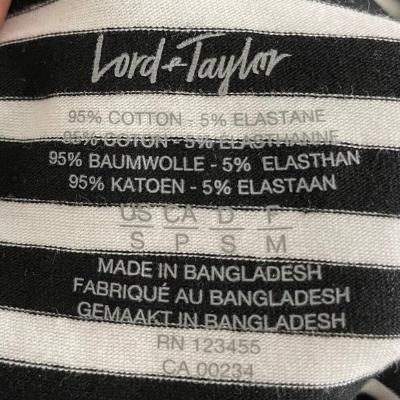 Lord & Taylor Mock Turtleneck Striped Cotton Elastane Top Black + White Sz S - Picture 7 of 8